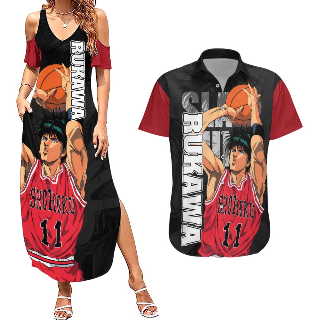 Rukawa Kaede - Slam Dunk Couples Matching Summer Maxi Dress and Hawaiian Shirt Anime Style