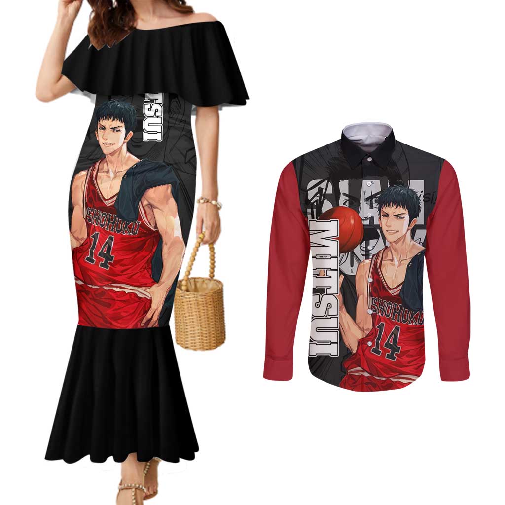 Hisashi Mitsui - Slam Dunk Couples Matching Mermaid Dress and Long Sleeve Button Shirt Anime Style