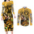 Dio Brando oJo's Bizarre Adventure Couples Matching Long Sleeve Bodycon Dress and Long Sleeve Button Shirt Anime Style