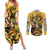 Dio Brando oJo's Bizarre Adventure Couples Matching Summer Maxi Dress and Long Sleeve Button Shirt Anime Style