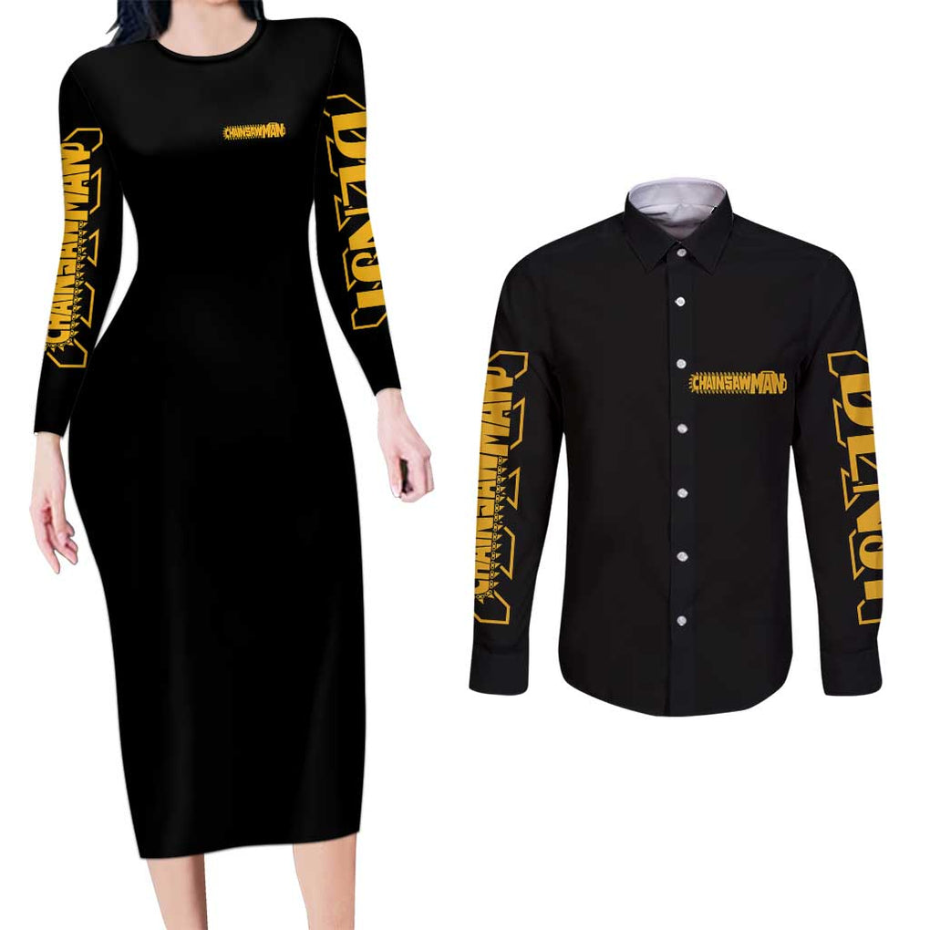 Denji V2 Chainsaw Man Couples Matching Long Sleeve Bodycon Dress and Long Sleeve Button Shirt Anime Style