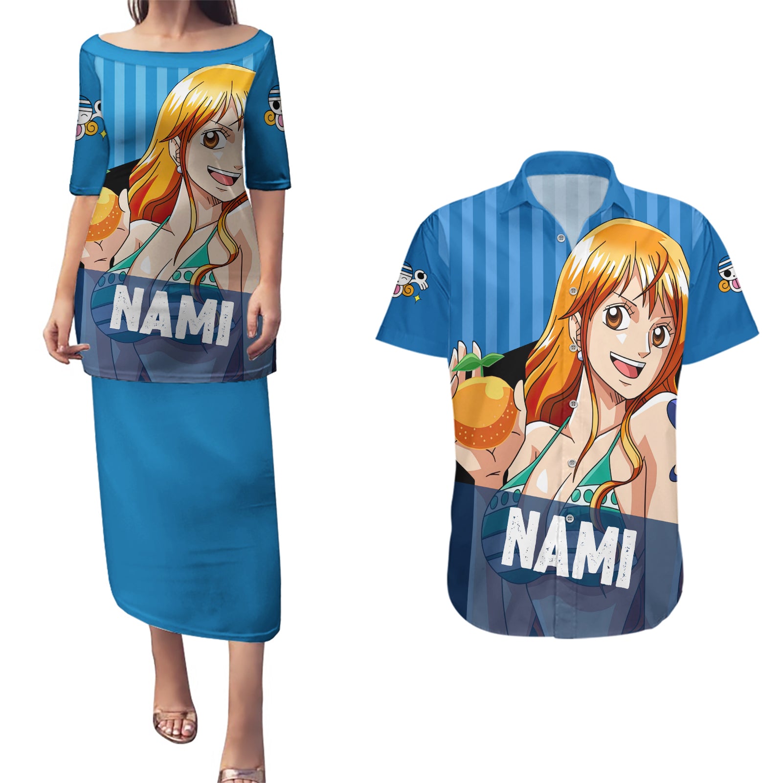 Nami - Cat Burglar Anime Couples Matching Puletasi and Hawaiian Shirt