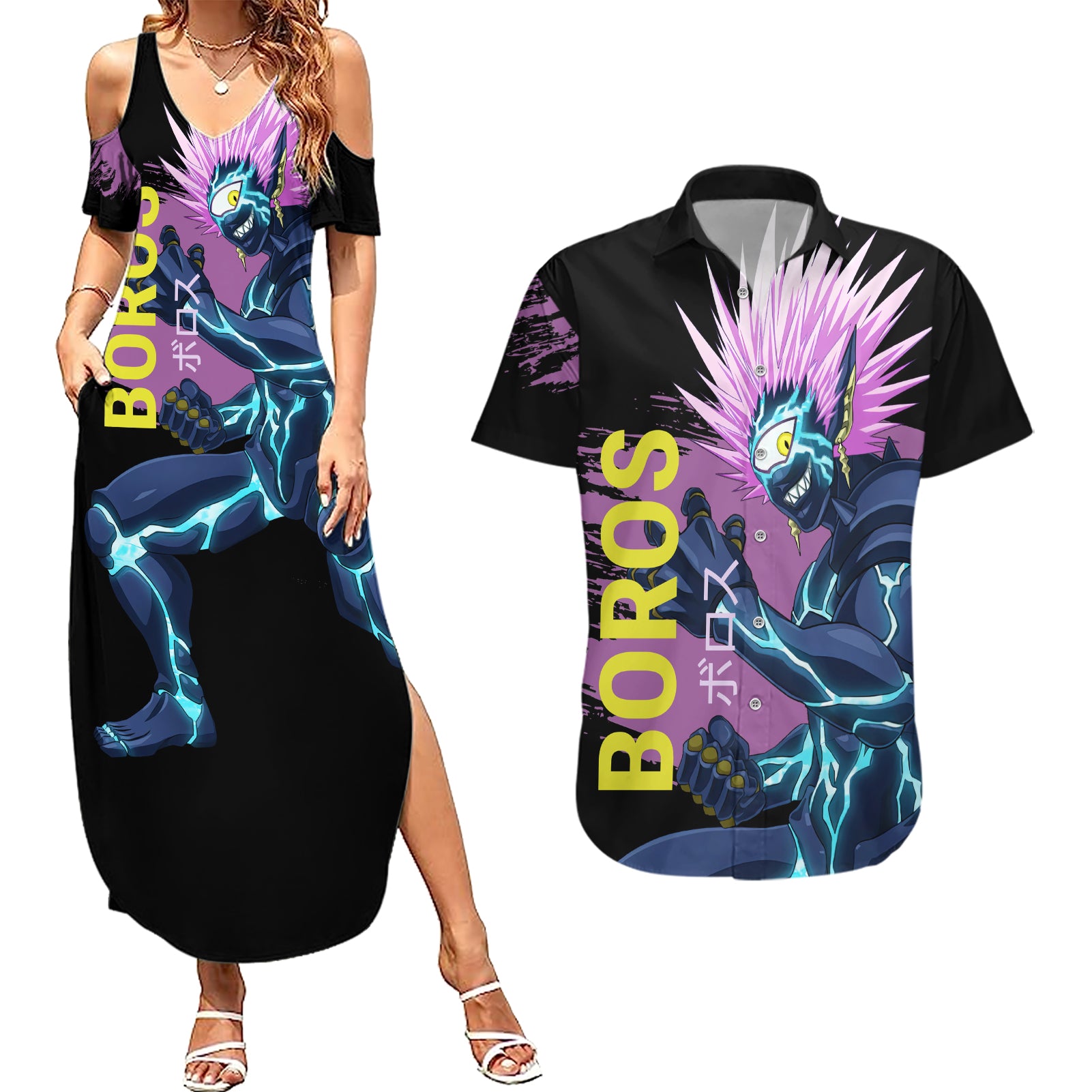 Boros - One Puch Man Couples Matching Summer Maxi Dress and Hawaiian Shirt