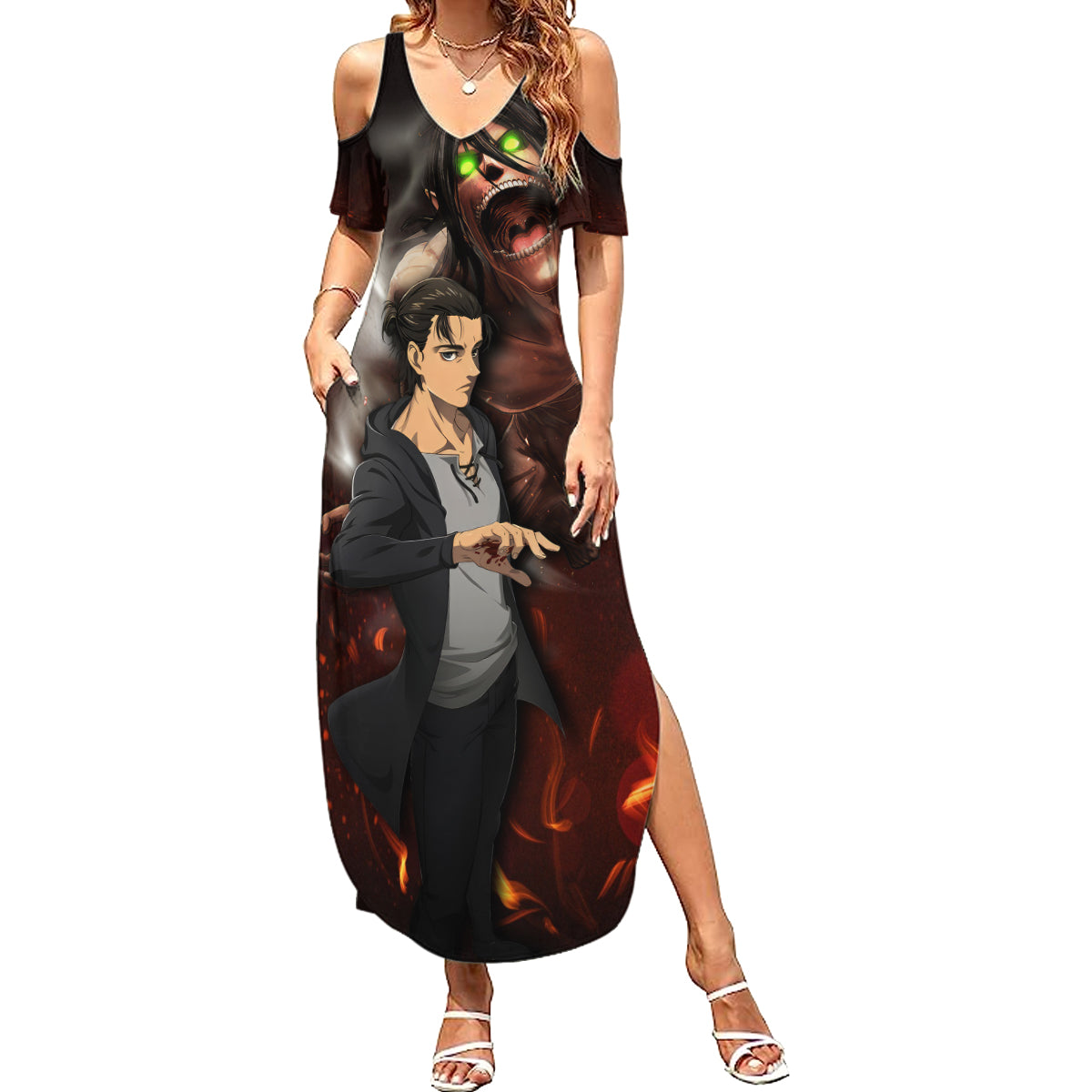 Eren Yeager - AOT Final Season Anime Summer Maxi Dress Attack On Titan