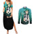 Michiru Kaioh Couples Matching Summer Maxi Dress and Long Sleeve Button Shirt Sailor Neptune Sailor Moon Anime