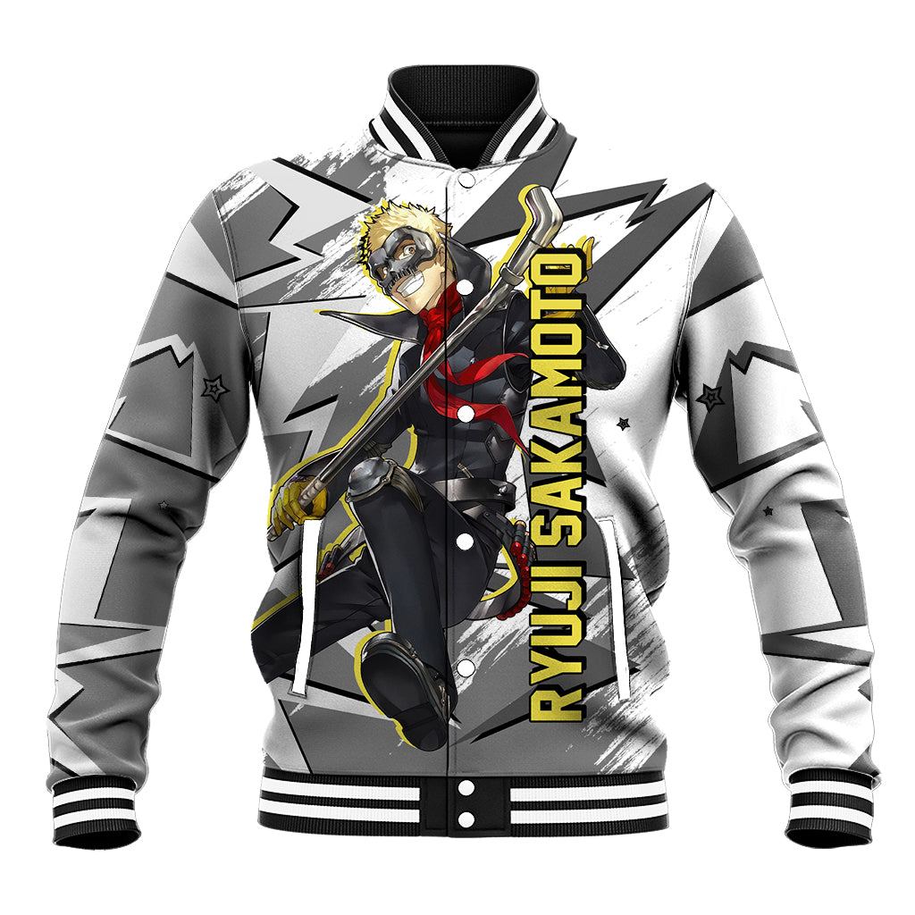 Ryuji Sakamoto Persona Baseball Jacket Anime Mix Polygon Cyber Style