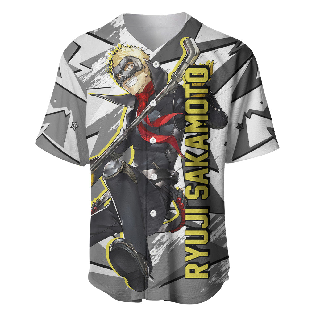 Ryuji Sakamoto Persona Baseball Jersey Anime Mix Polygon Cyber Style