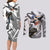 Makoto Yuki Couples Matching Long Sleeve Bodycon Dress and Long Sleeve Button Shirt Anime Mix Polygon Cyber Style