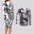 Yusuke Kitagawa Persona Couples Matching Long Sleeve Bodycon Dress and Long Sleeve Button Shirt Anime Mix Polygon Cyber Style