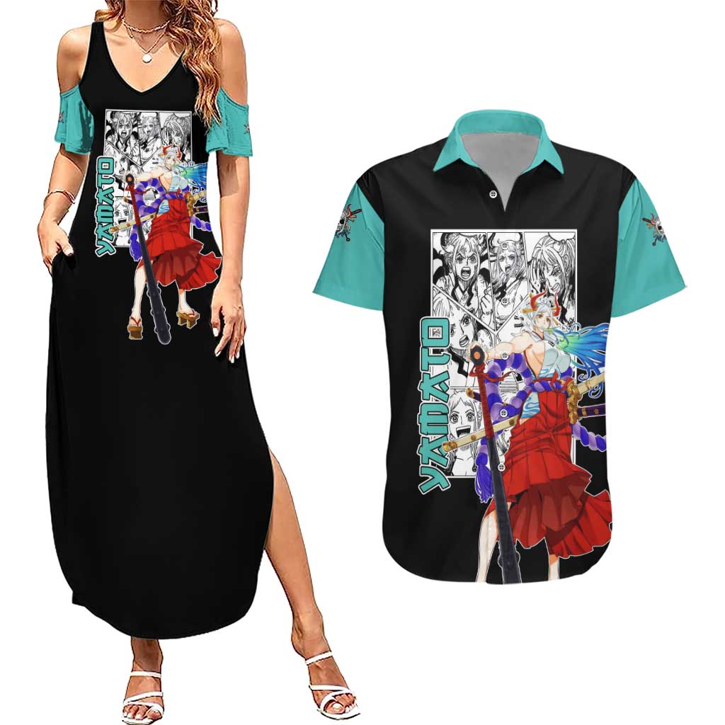 Yamato - One Piece Couples Matching Summer Maxi Dress and Hawaiian Shirt Anime Mix Manga Style