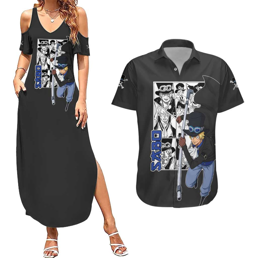 Sabo - One Piece Couples Matching Summer Maxi Dress and Hawaiian Shirt Anime Mix Manga Style