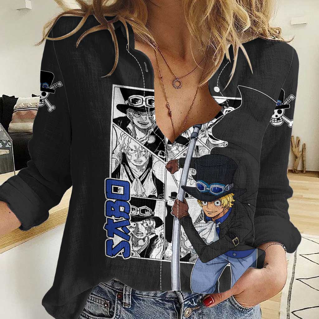 Sabo - One Piece Women Casual Shirt Anime Mix Manga Style