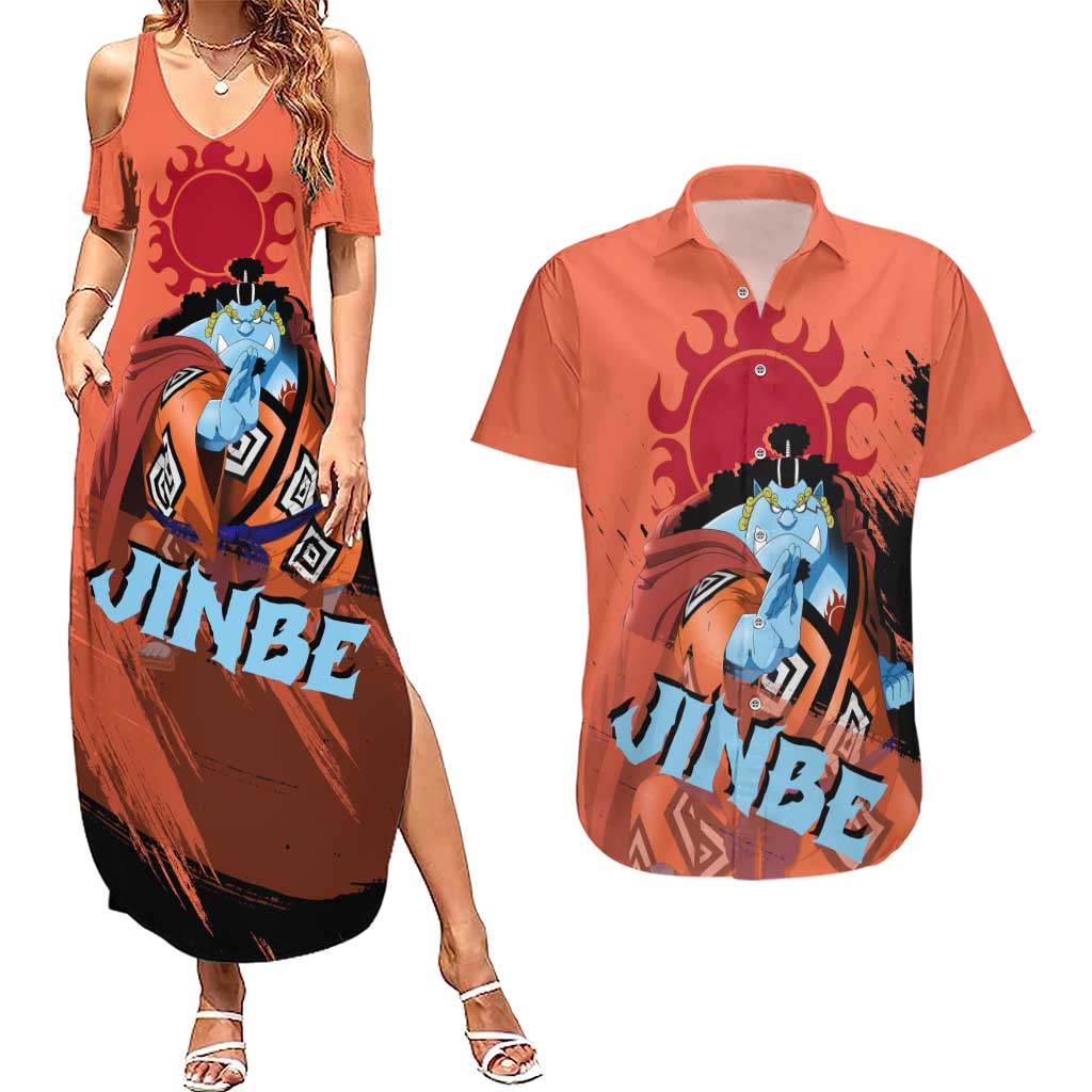 Jinbe - One Piece Couples Matching Summer Maxi Dress and Hawaiian Shirt Anime Style