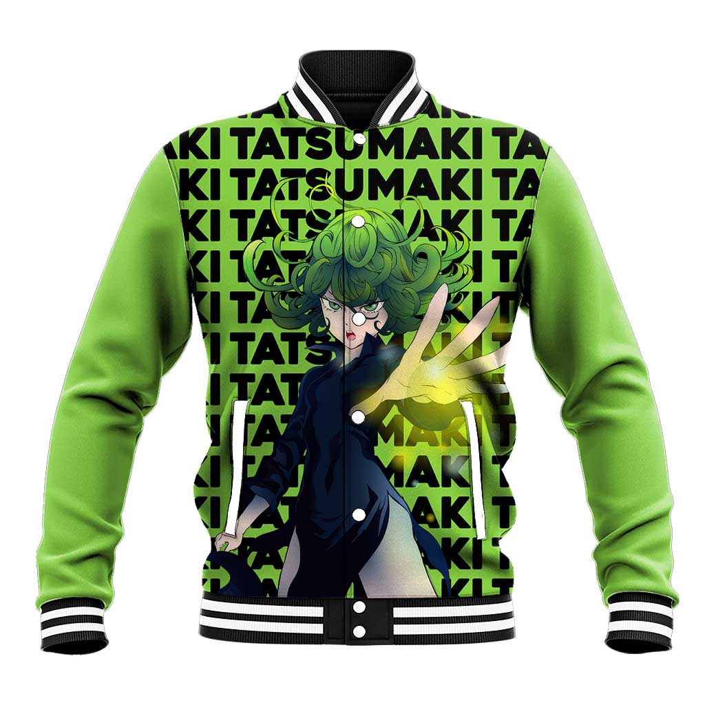 Tatsumaki - One Punch Man Baseball Jacket Anime Text Pattern Style