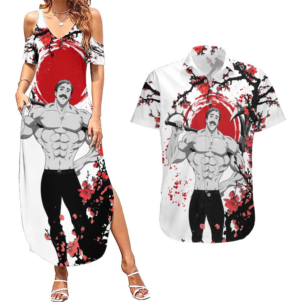 Escanor - Nanatsu no Taizai Couples Matching Summer Maxi Dress and Hawaiian Shirt Anime Japan Style