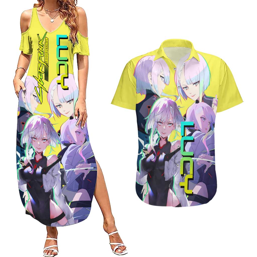 Lucy - CyperPunk Edgerunners Couples Matching Summer Maxi Dress and Hawaiian Shirt Anime Style