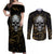 skull-mable-golden-abstract-art-couples-matching-off-shoulder-maxi-dress-and-long-sleeve-button-shirts-fuck-you-excuses-learn-to-admit-when-you-fuck-up