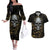 skull-mable-golden-abstract-art-couples-matching-off-the-shoulder-long-sleeve-dress-and-hawaiian-shirt-fuck-you-excuses-learn-to-admit-when-you-fuck-up