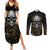 skull-mable-golden-abstract-art-couples-matching-summer-maxi-dress-and-long-sleeve-button-shirts-fuck-you-excuses-learn-to-admit-when-you-fuck-up