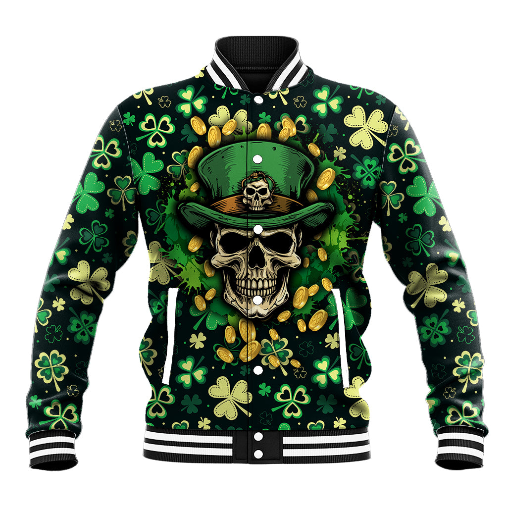 skull-and-shamrock-leaf-pattern-baseball-jacket-good-luck