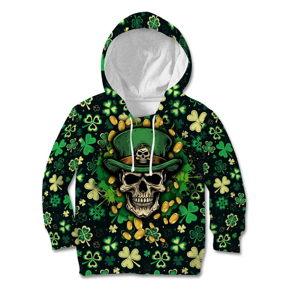 skull-and-shamrock-leaf-pattern-kid-hoodie-good-luck