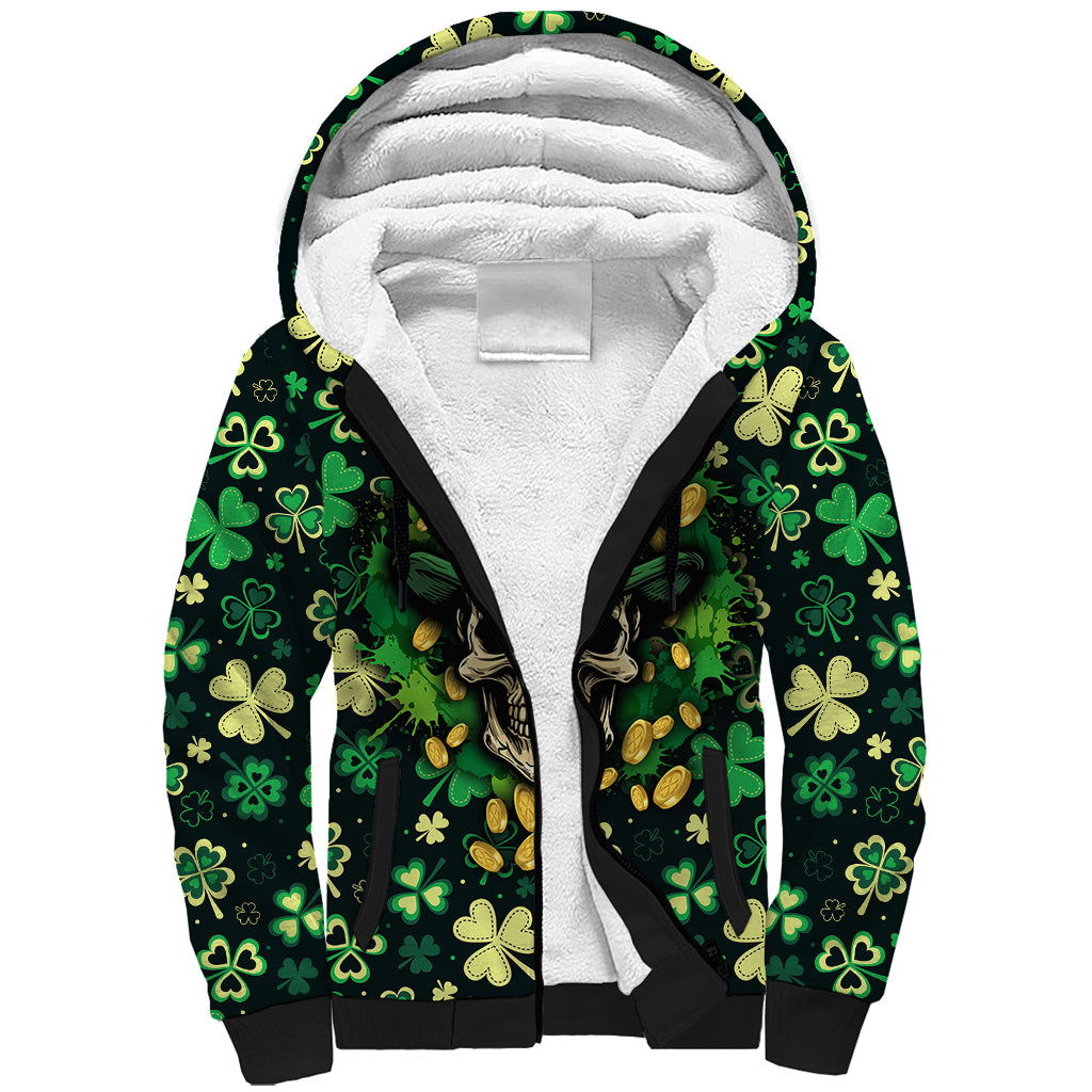 skull-and-shamrock-leaf-pattern-sherpa-hoodie-good-luck