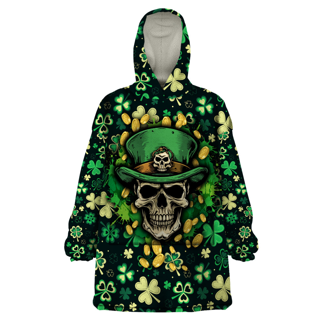 skull-and-shamrock-leaf-pattern-wearable-blanket-hoodie-good-luck