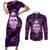 skull-and-moth-couples-matching-short-sleeve-bodycon-dress-and-long-sleeve-button-shirts-fantasy-cosmic-abstract-grunge-purple-art