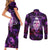 skull-and-moth-couples-matching-short-sleeve-bodycon-dress-and-long-sleeve-button-shirts-fantasy-cosmic-abstract-grunge-purple-art