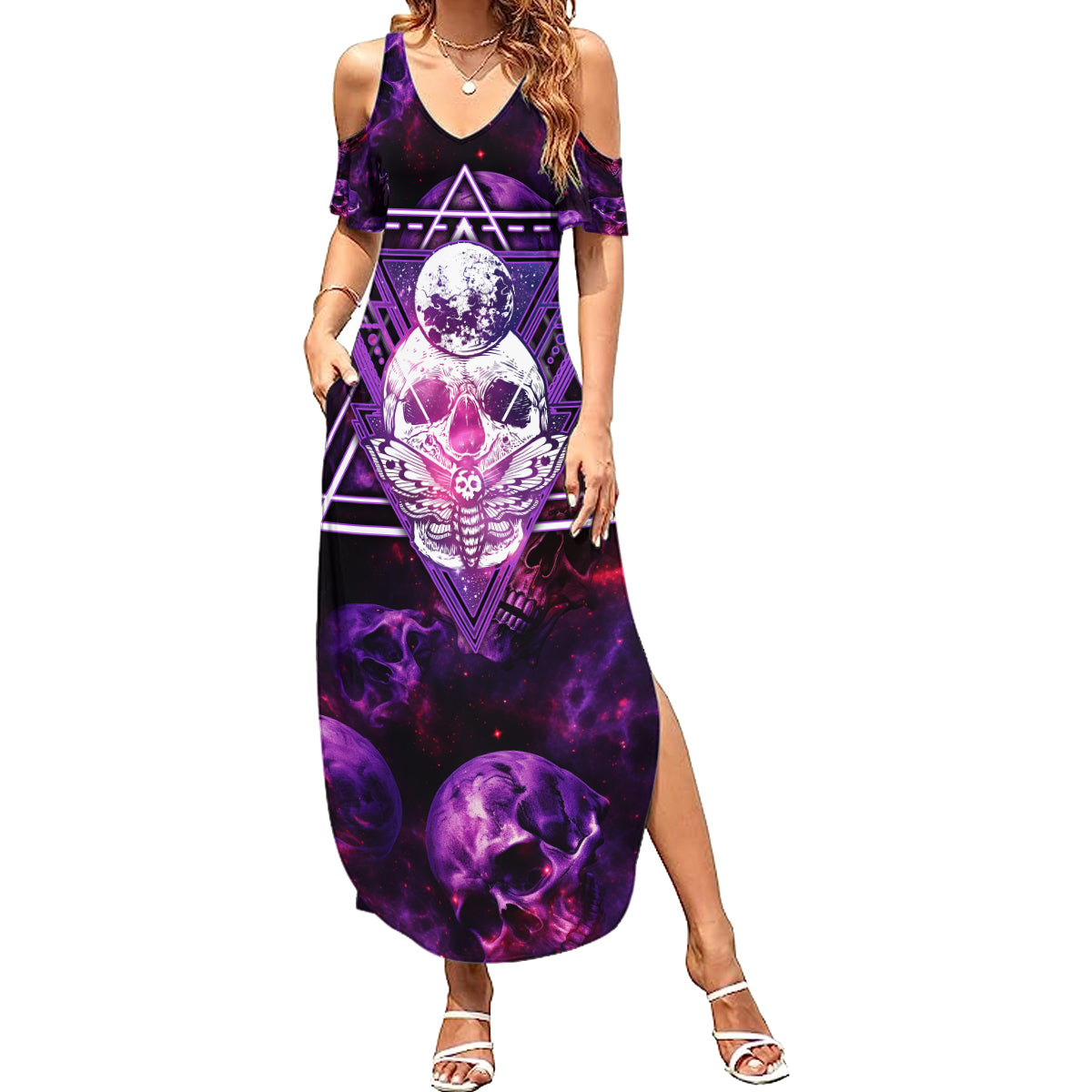 skull-and-moth-summer-maxi-dress-fantasy-cosmic-abstract-grunge-purple-art