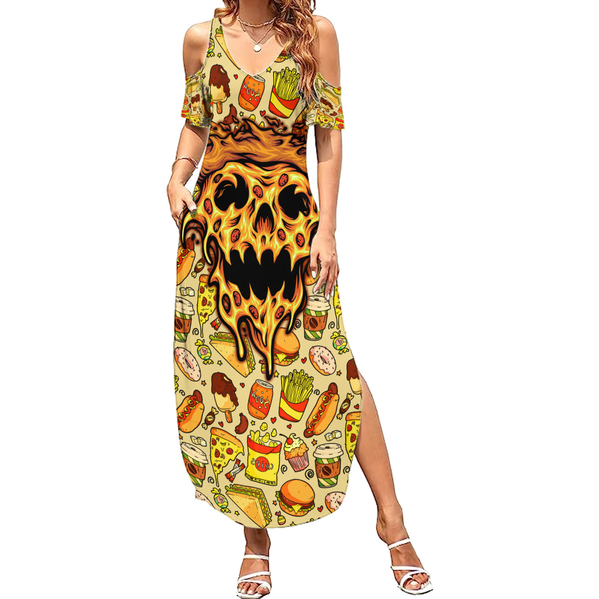 skull-pizza-pattern-summer-maxi-dress-rest-in-pizza