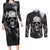 skull-grunge-pattern-couples-matching-long-sleeve-bodycon-dress-and-long-sleeve-button-shirts-warning-im-an-asshole