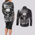 skull-grunge-pattern-couples-matching-long-sleeve-bodycon-dress-and-long-sleeve-button-shirts-warning-im-an-asshole