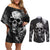 skull-grunge-pattern-couples-matching-off-shoulder-short-dress-and-long-sleeve-button-shirts-warning-im-an-asshole