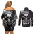 skull-grunge-pattern-couples-matching-off-shoulder-short-dress-and-long-sleeve-button-shirts-warning-im-an-asshole