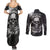 skull-grunge-pattern-couples-matching-summer-maxi-dress-and-long-sleeve-button-shirts-warning-im-an-asshole