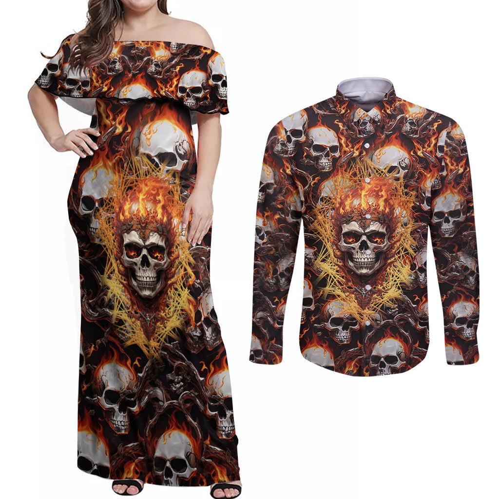 flaming-skull-couples-matching-off-shoulder-maxi-dress-and-long-sleeve-button-shirts-judge-me-when-youre-perfect-otherwise-shut-up