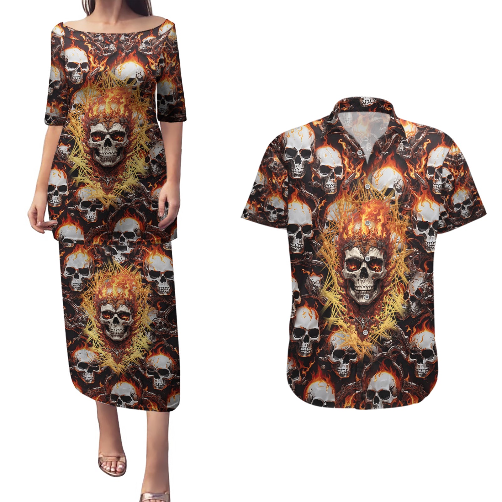 flaming-skull-couples-matching-puletasi-dress-and-hawaiian-shirt-judge-me-when-youre-perfect-otherwise-shut-up