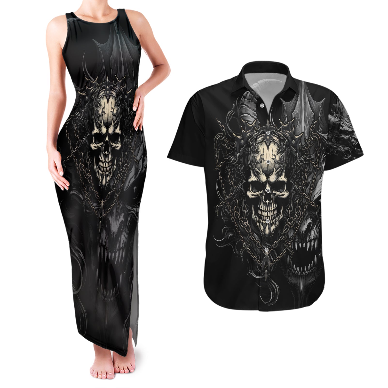 skull-demon-fantasy-couples-matching-tank-maxi-dress-and-hawaiian-shirt-time-to-unleash-a-litte-hell