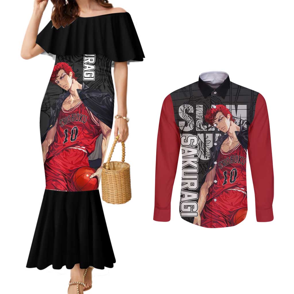 Sakuragi - Slam Dunk Couples Matching Mermaid Dress and Long Sleeve Button Shirt Anime Style