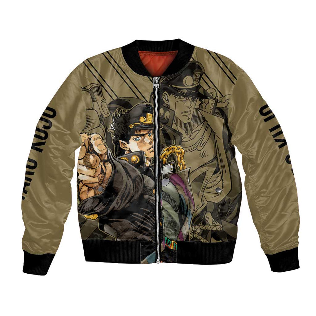 Jotaro Kujo - JoJo's Bizarre Adventure Bomber Jacket Anime Mix Black Sketch Style