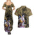 Jotaro Kujo - JoJo's Bizarre Adventure Couples Matching Summer Maxi Dress and Hawaiian Shirt Anime Mix Black Sketch Style