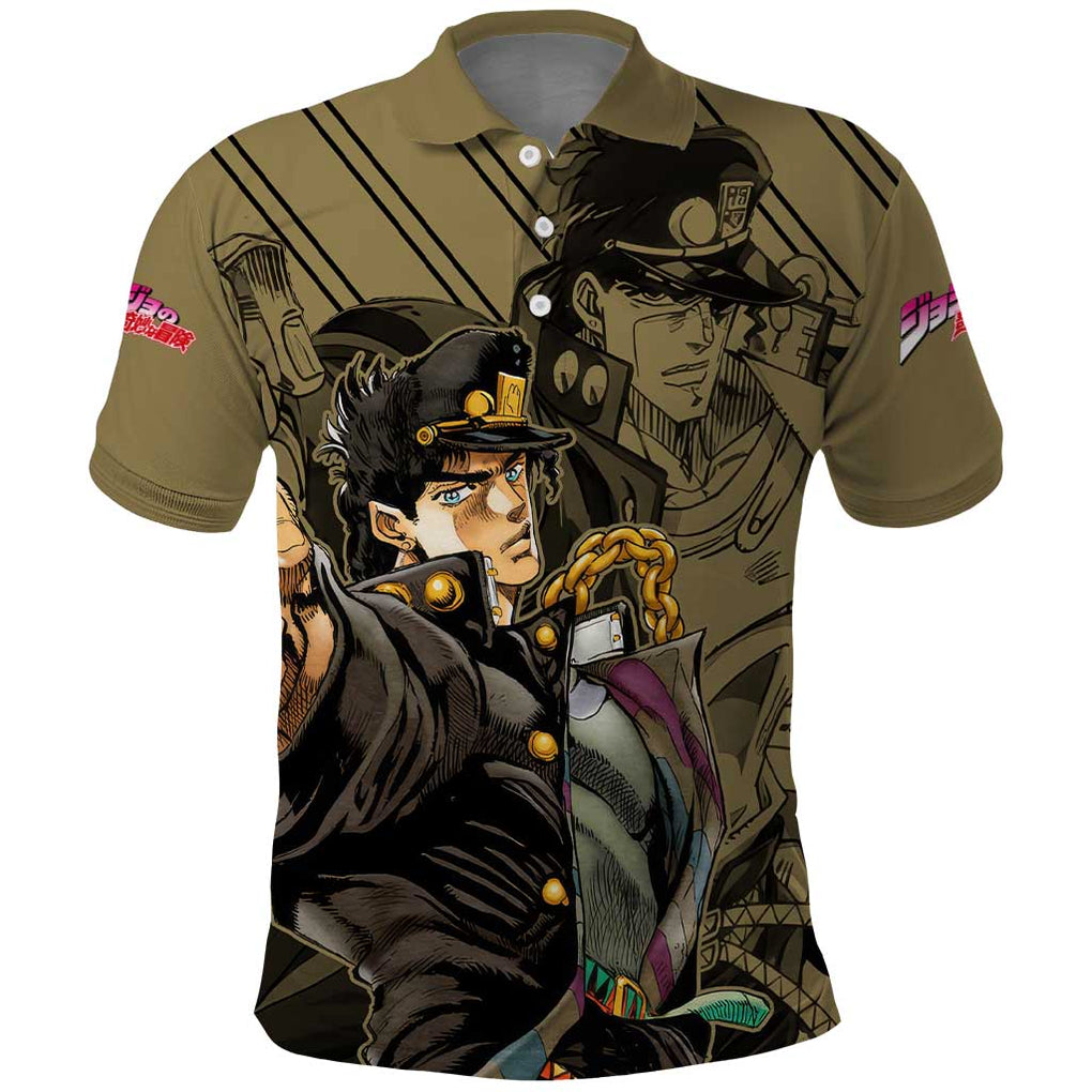 Jotaro Kujo - JoJo's Bizarre Adventure Polo Shirt Anime Mix Black Sketch Style