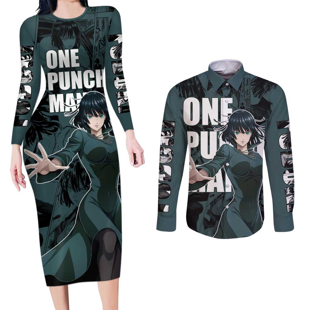 Fubuki - One Punch Man Couples Matching Long Sleeve Bodycon Dress and Long Sleeve Button Shirt Anime Style