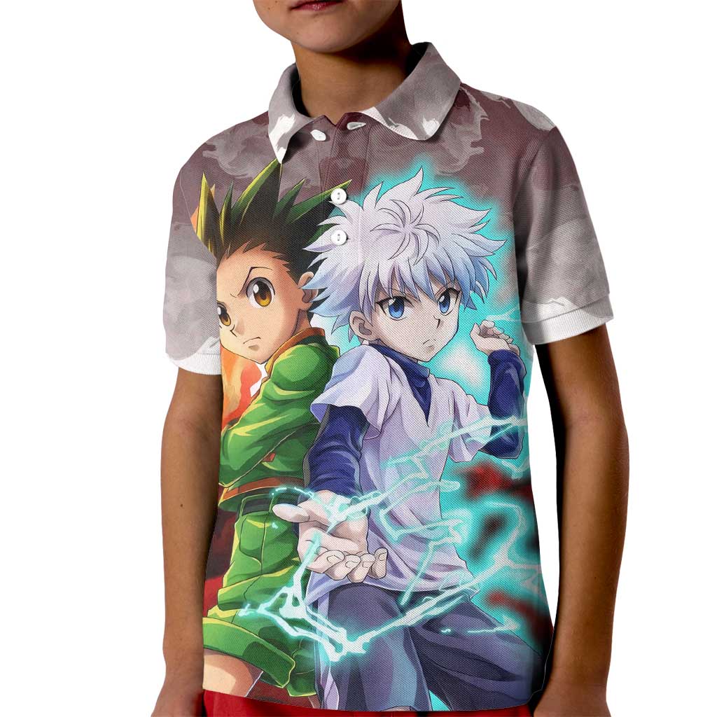 Power Duo Gon & Killua Hunter X Hunter Kid Polo Shirt Anime Style