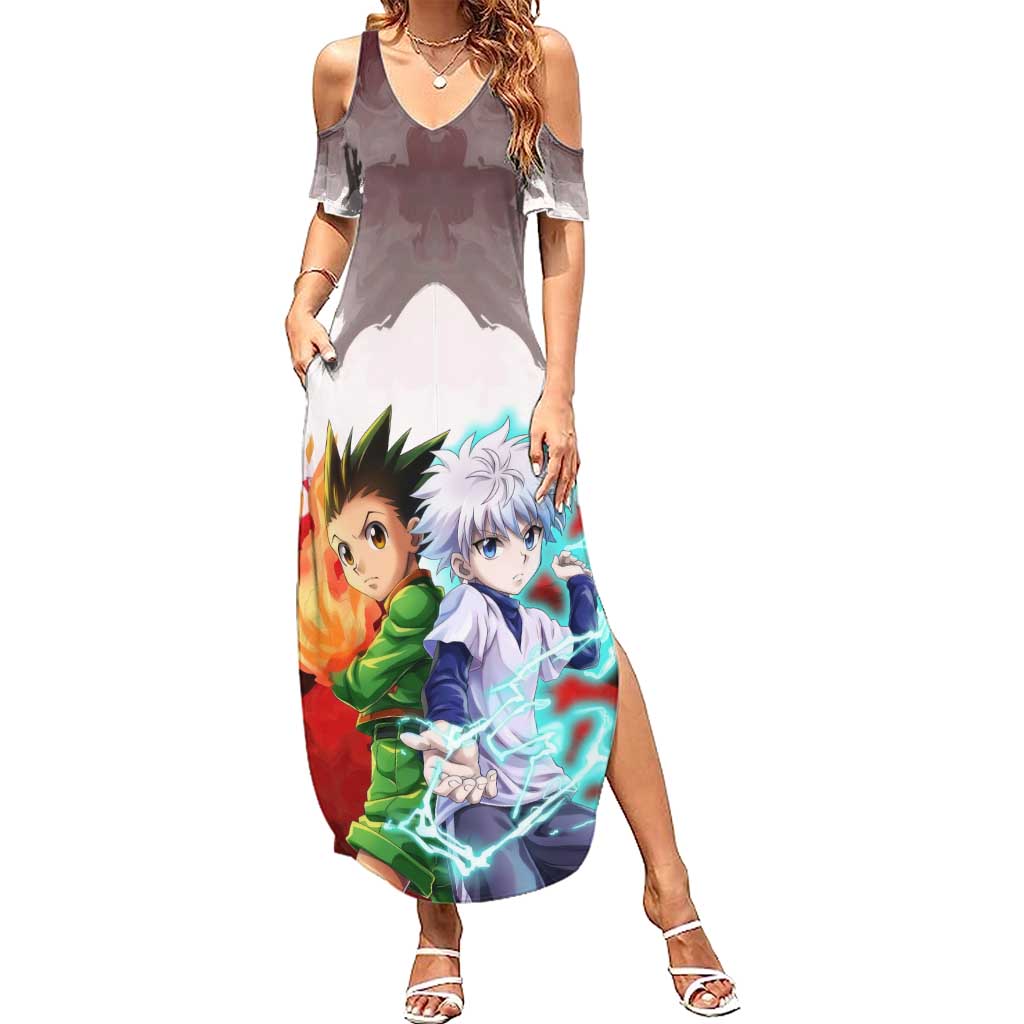 Power Duo Gon & Killua Hunter X Hunter Summer Maxi Dress Anime Style