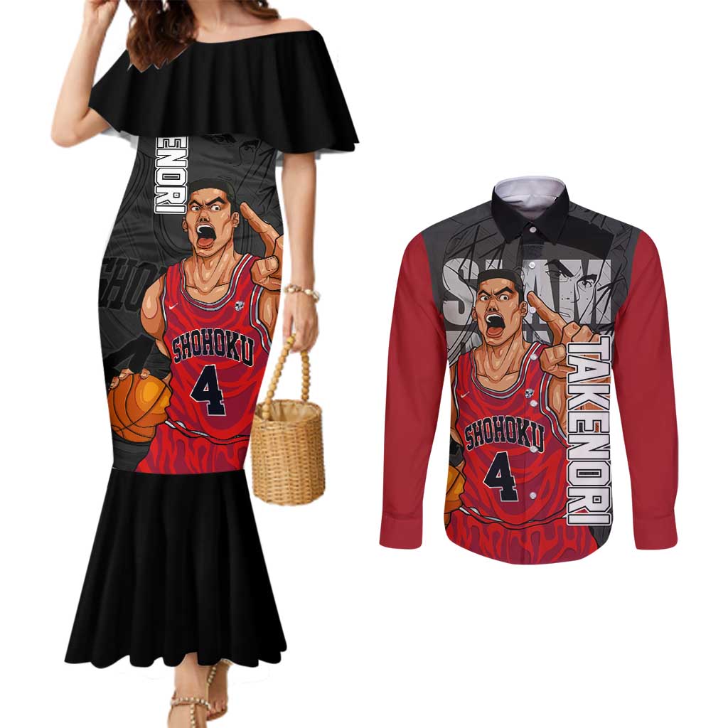 Akagi Takenori - Slam Dunk Couples Matching Mermaid Dress and Long Sleeve Button Shirt Anime Style