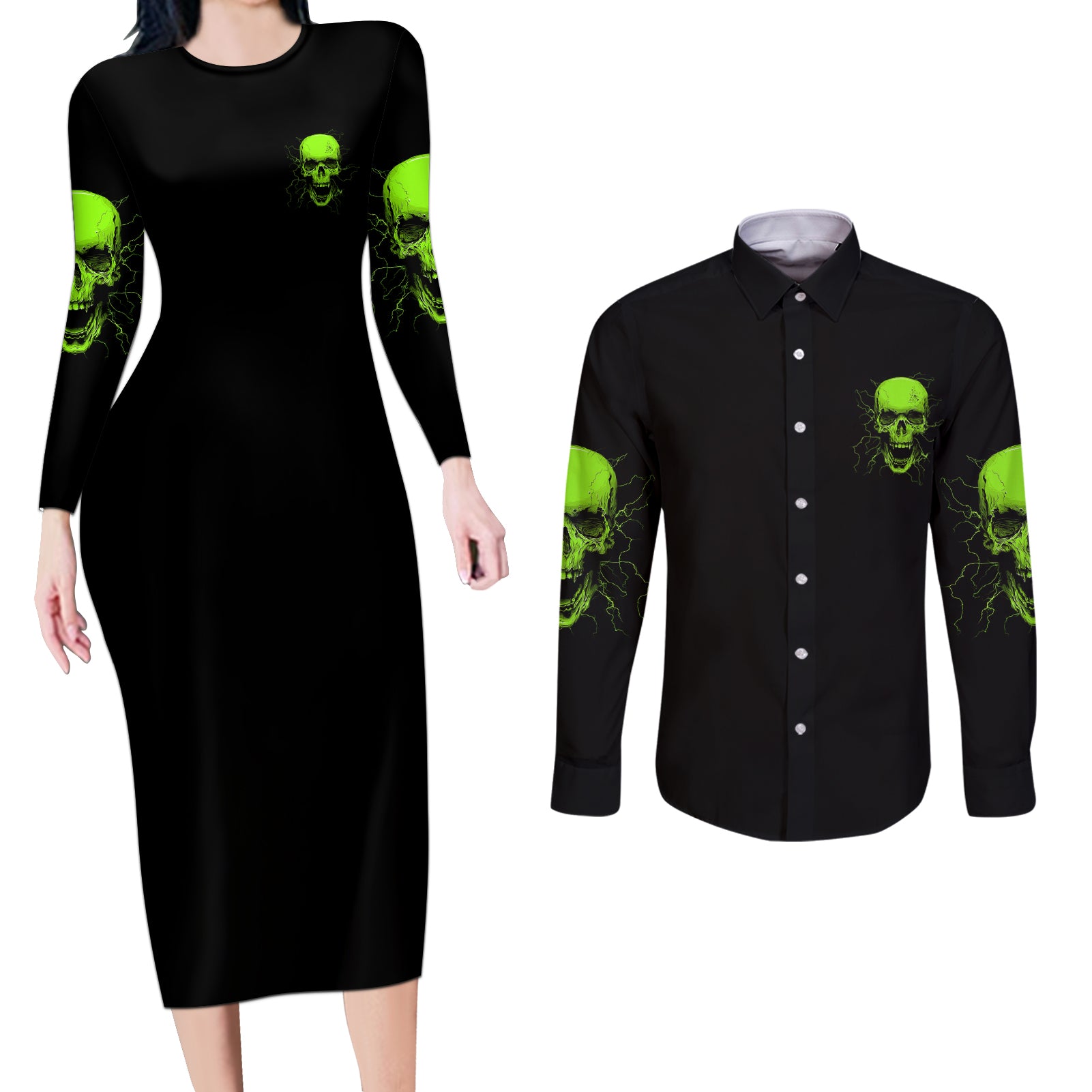 im-a-nice-person-skull-couples-matching-long-sleeve-bodycon-dress-and-long-sleeve-button-shirt