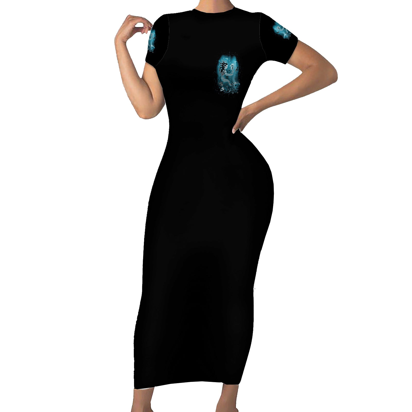 my-demons-tried-to-drown-me-mermaid-short-sleeve-bodycon-dress