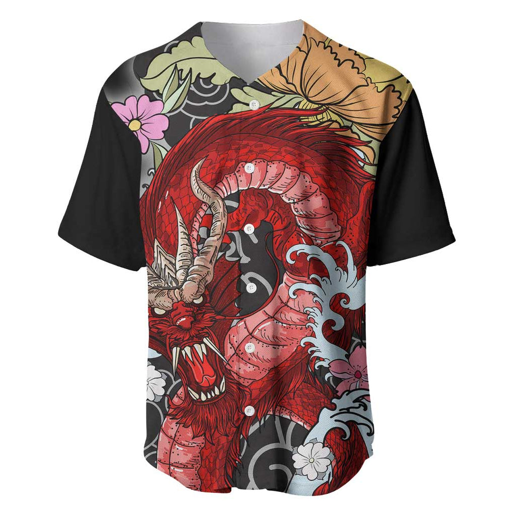 Red Dragon Baseball Jersey Japan Art Style